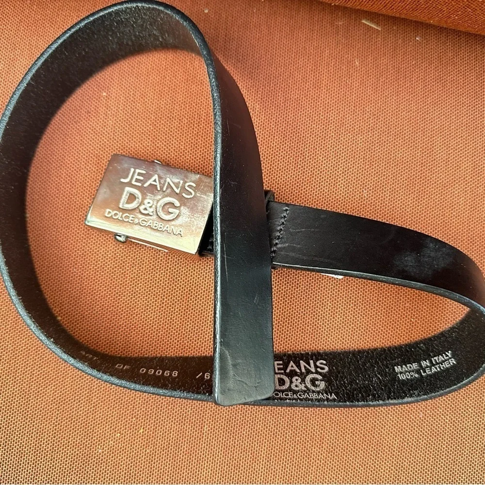 Dolce & Gabbana Black Leather Belt Kids 19-23 waist 50-60CM LOGO Designer 3053 Y